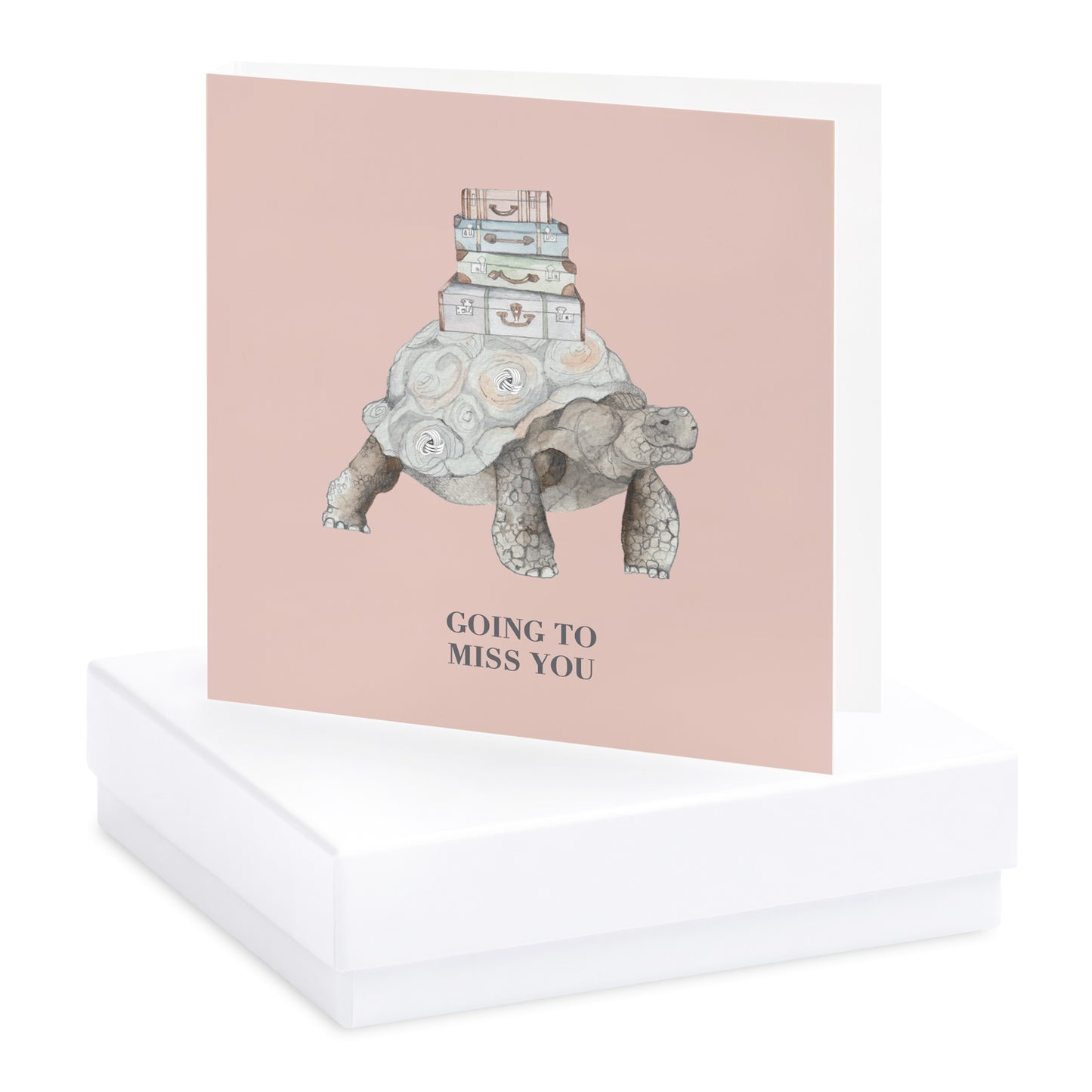 Boxed Tortoise Miss You Silver Earring Card Earrings Crumble and Core White  
