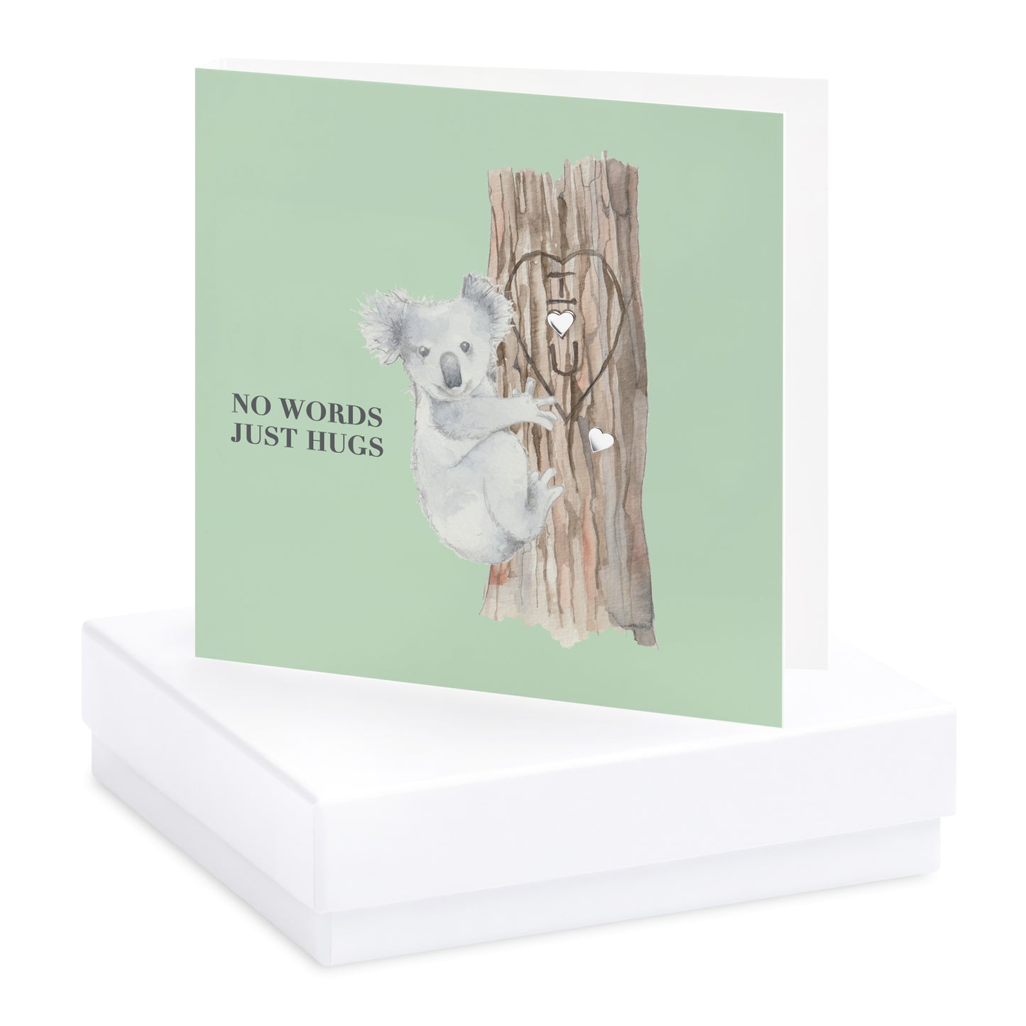 Boxed Koala Hugs Silver Earring Card Earrings Crumble and Core White  