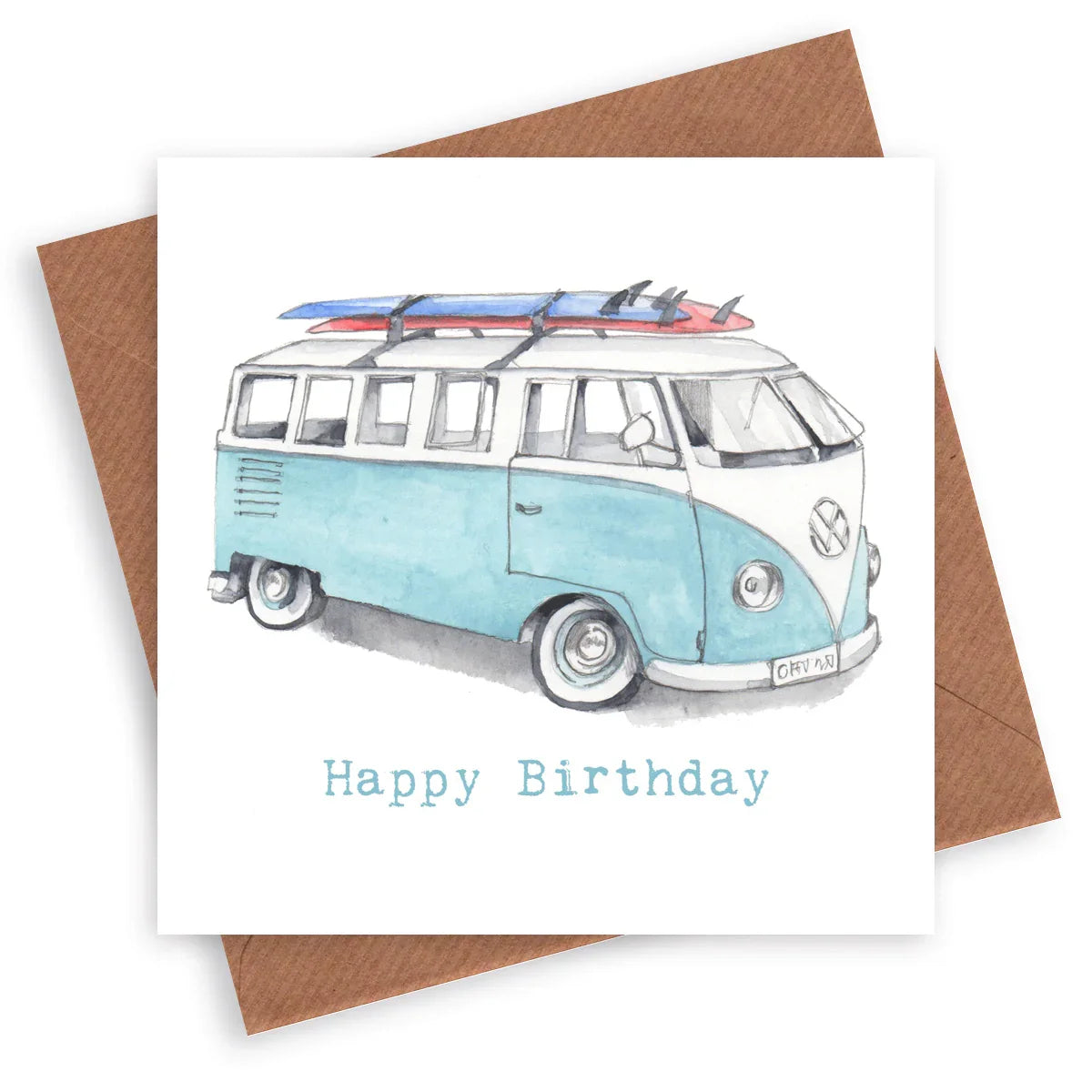 15 x 15 cm Birthday Camper Van Card – Luxury Printed Greeting Card With  Kraft Envelope