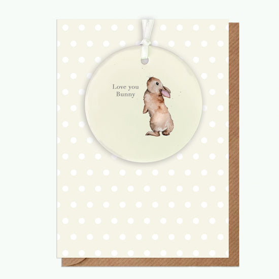 A6 Greeting Card with Ceramic Keepsake - Bunny Love You Greeting & Note Cards Crumble and Core   