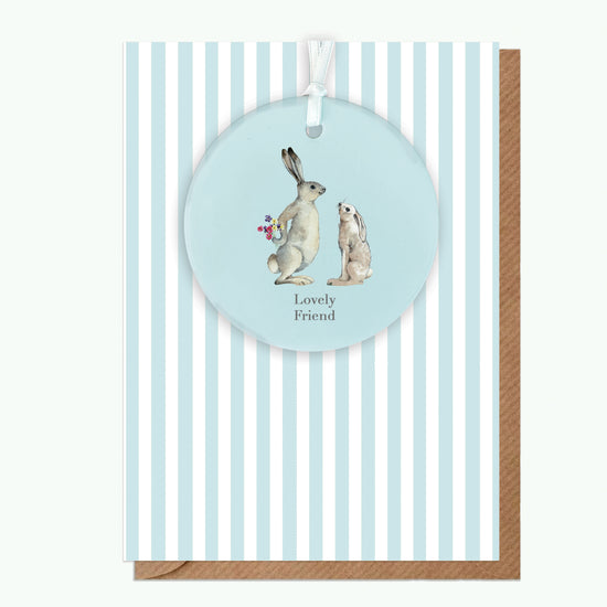 A6 Greeting Card with Ceramic Keepsake - Hare Lovely Friend Greeting & Note Cards Crumble and Core   