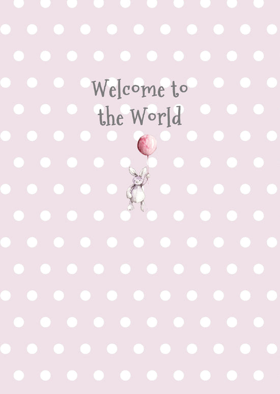 A6 Greeting Card with Ceramic Keepsake - Baby Girl Teddy and Balloon Greeting & Note Cards Crumble and Core   