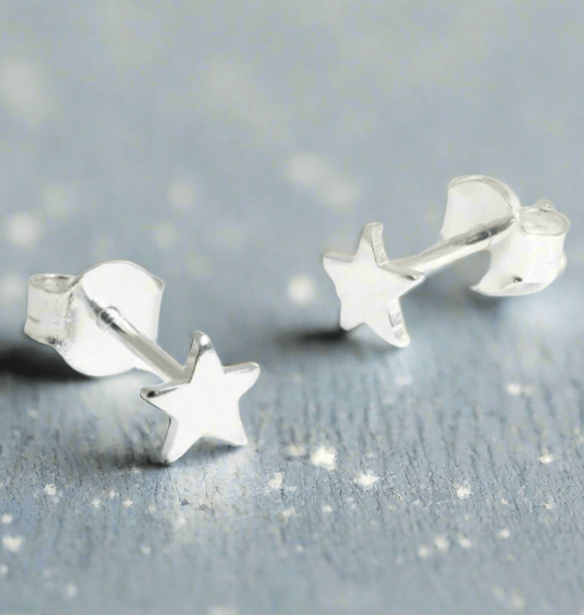 Silver Star Stud Earrings – Hypoallergenic 925 Sterling Silver