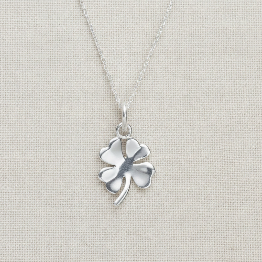 Silver Necklace Clover Lucky Charm Crumble and Core