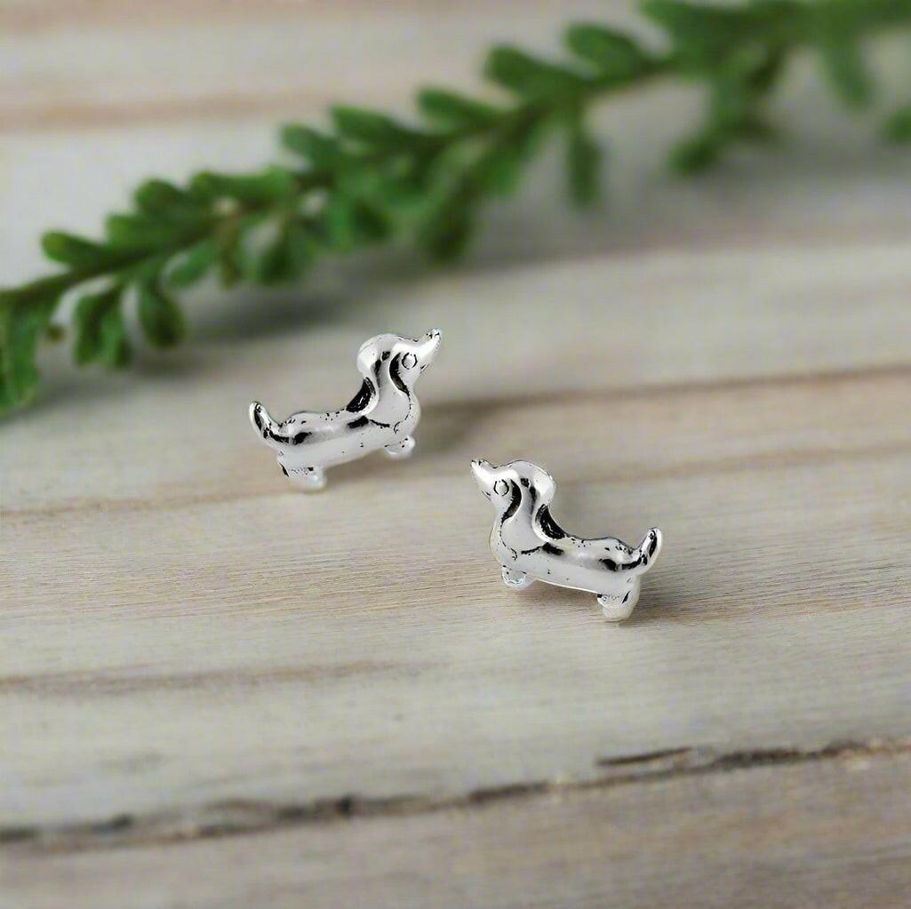 Sausage Dog Earrings – Sterling Silver Studs Hypoallergenic