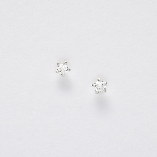 Cubic Zirconia Star Silver Ear Stud Earrings Crumble and Core   