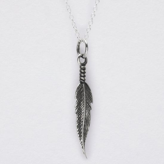 Sterling Silver Feather Pendant Necklace Necklaces Crumble and Core   