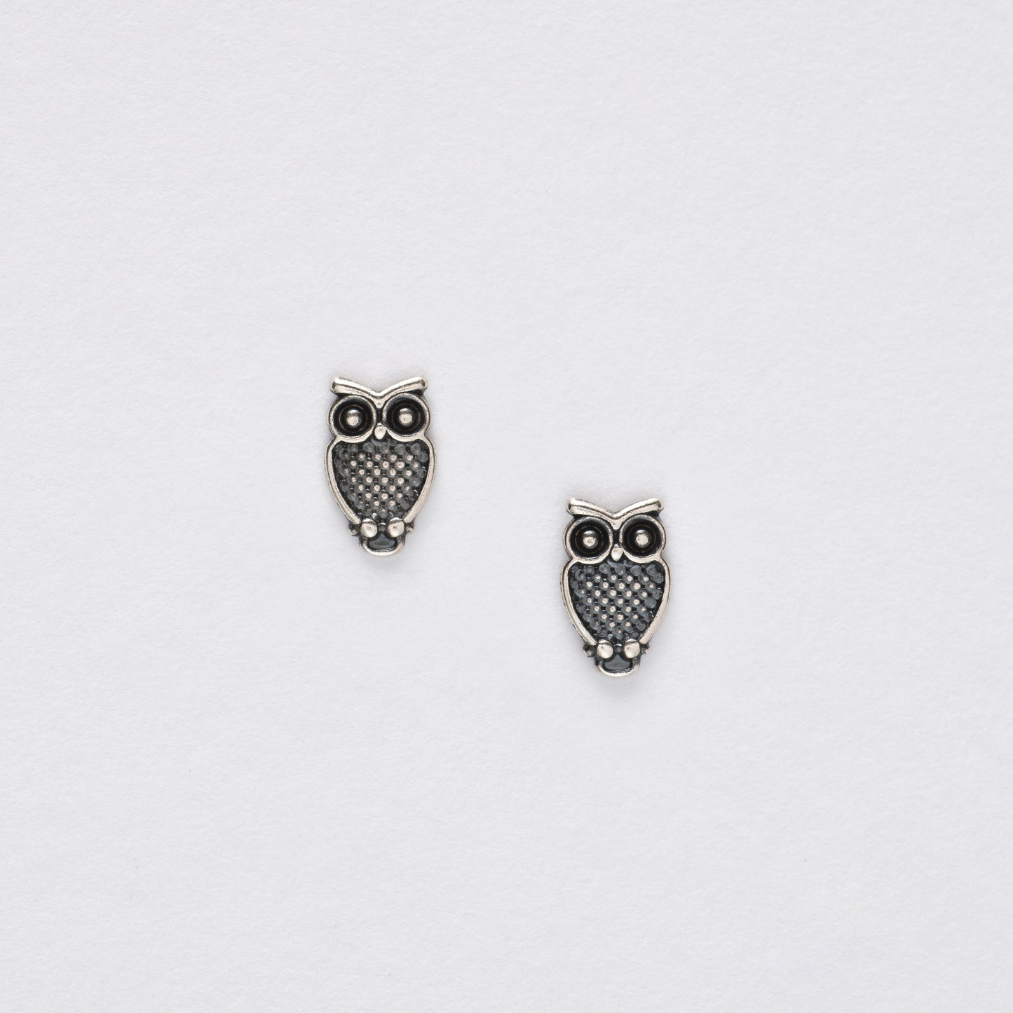 Owl Silver Ear Stud Earrings Crumble and Core   