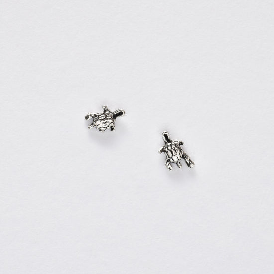 Turtle Silver Ear Stud Earrings Crumble and Core   