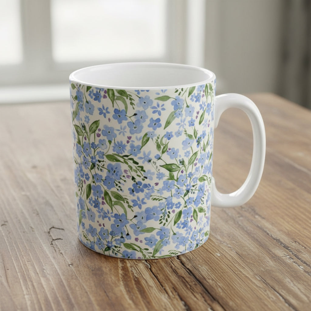 Ceramic Mug - Forget Me Not Floral Design - Gift for Her