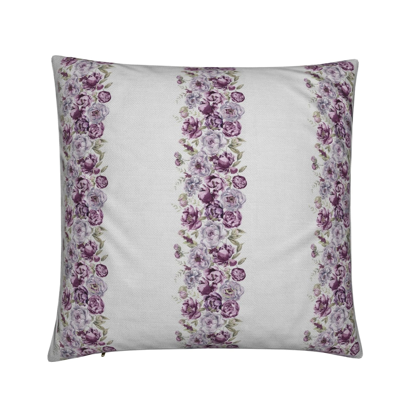 Cushion Cover - Peonies in Plum & Stripe
