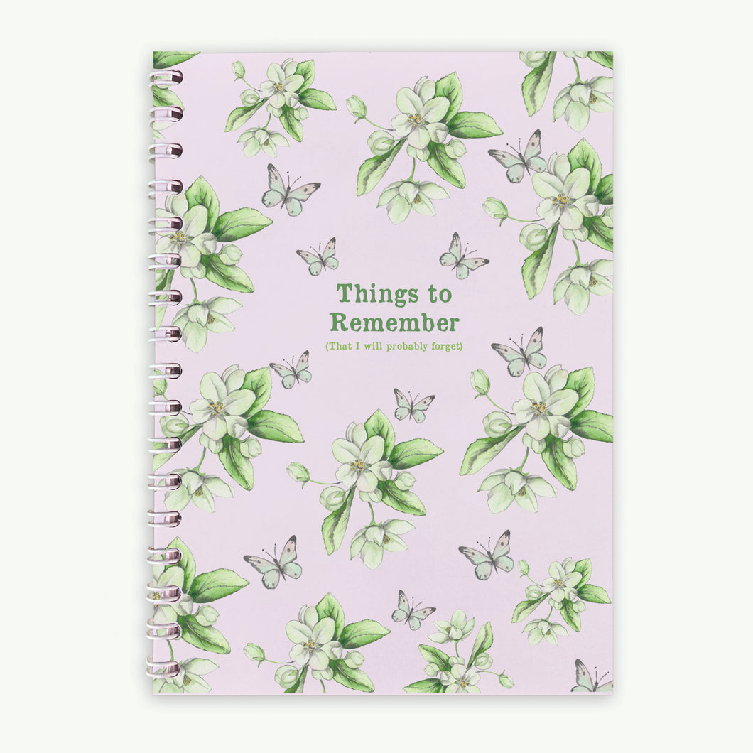 Wire Bound Notebook - Pink Blossom Things to Remember Notebooks & Notepads Crumble and Core A6  