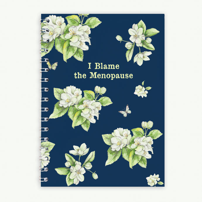 Wire Bound Notebook - Navy Blossom Menopause Notebooks & Notepads Crumble and Core A6  