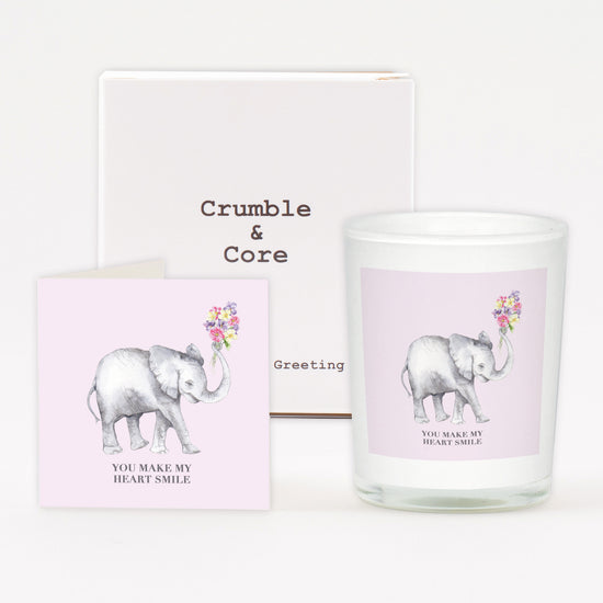 Animal Collection Boxed Candle and Greeting Card Elephant Candles Crumble and Core   