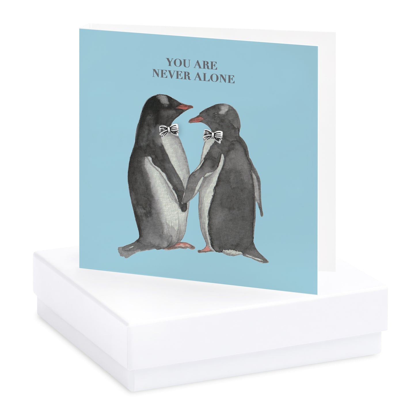 Boxed Penguins Silver Earring Card Earrings Crumble and Core White  