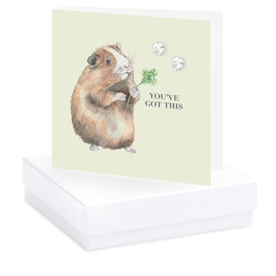 Boxed You’ve Got This Guinea Pig Silver Earring Card Earrings Crumble and Core White  