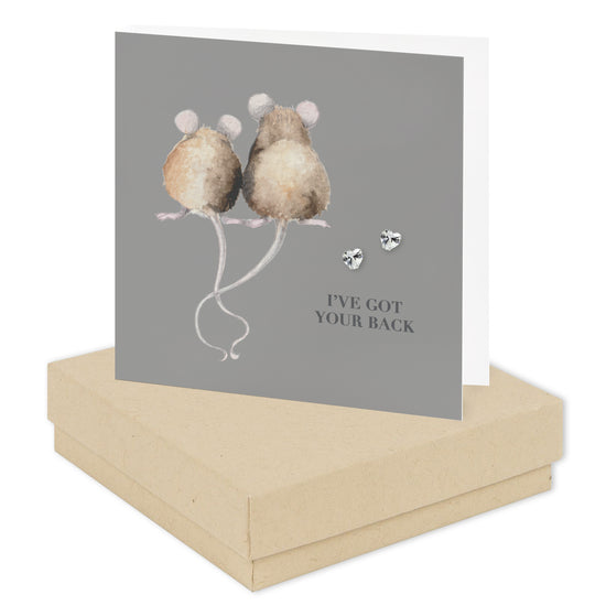Boxed Mice Silver Earring Card Earrings Crumble and Core Kraft  