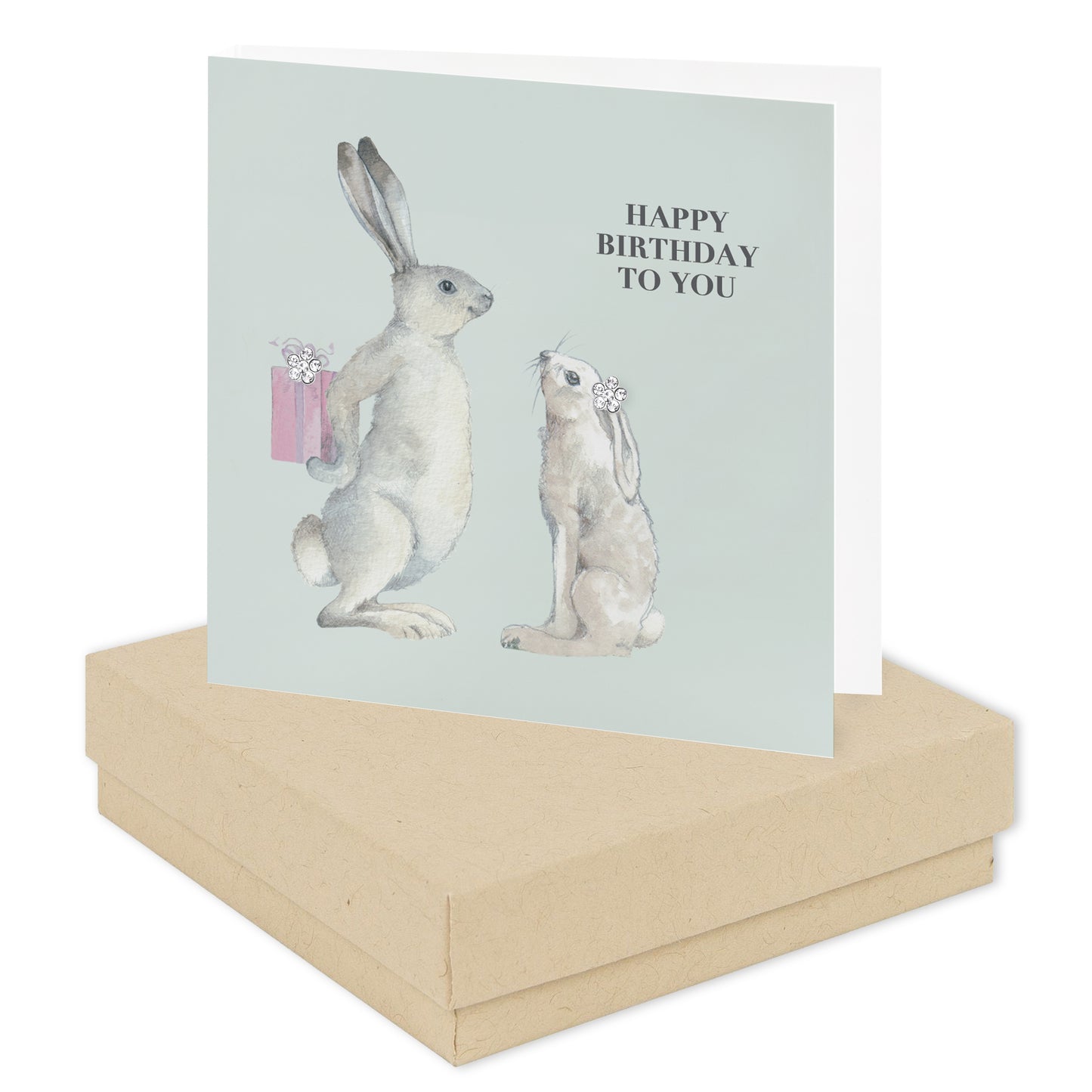 Boxed Hares Birthday Silver Earring Card Earrings Crumble and Core   
