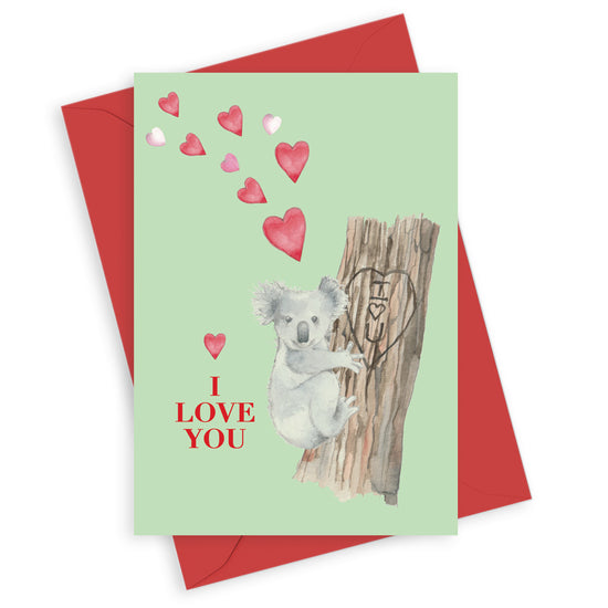 Animal Collection A6 Foiled Greeting Card Koala I Love You Greeting & Note Cards Crumble and Core   