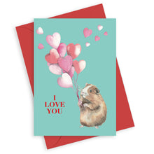 Load image into Gallery viewer, Animal Collection A6 Foiled Greeting Card Guinea Pig I Love You Greeting &amp; Note Cards Crumble and Core   
