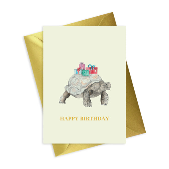 Animal Collection A6 Foiled Greeting Card Tortoise Happy Birthday Greeting & Note Cards Crumble and Core   