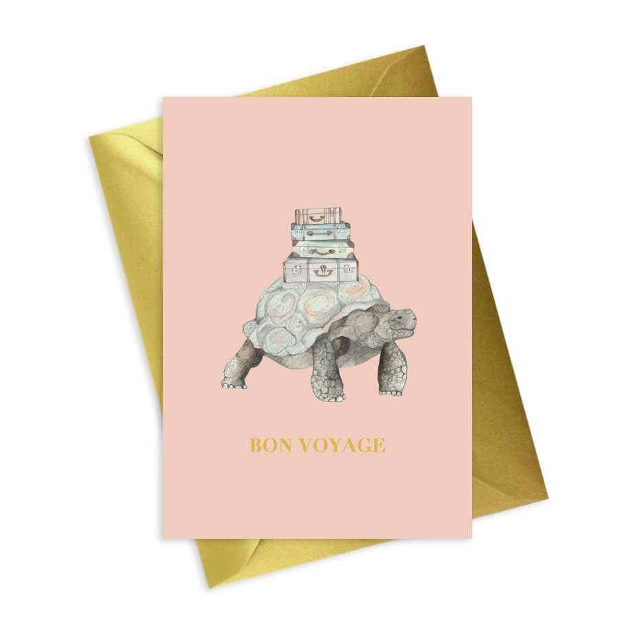 Animal Collection A6 Foiled Greeting Card Tortoise Bon Voyage Greeting & Note Cards Crumble and Core   