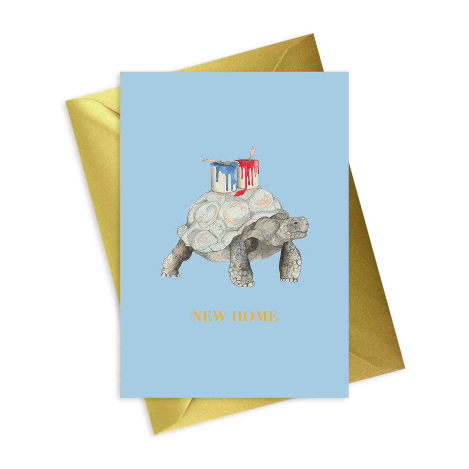 Animal Collection A6 Foiled Greeting Card Tortoise New Home Greeting & Note Cards Crumble and Core   