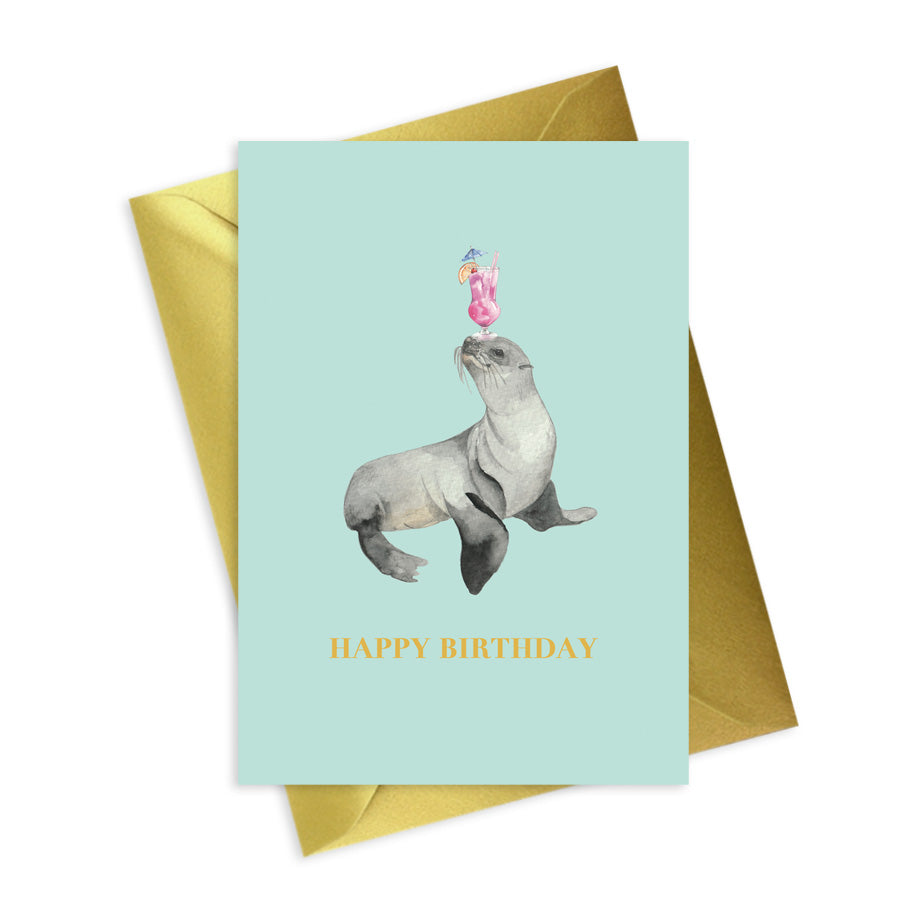 Animal Collection A6 Foiled Greeting Card Seal Happy Birthday Greeting & Note Cards Crumble and Core   