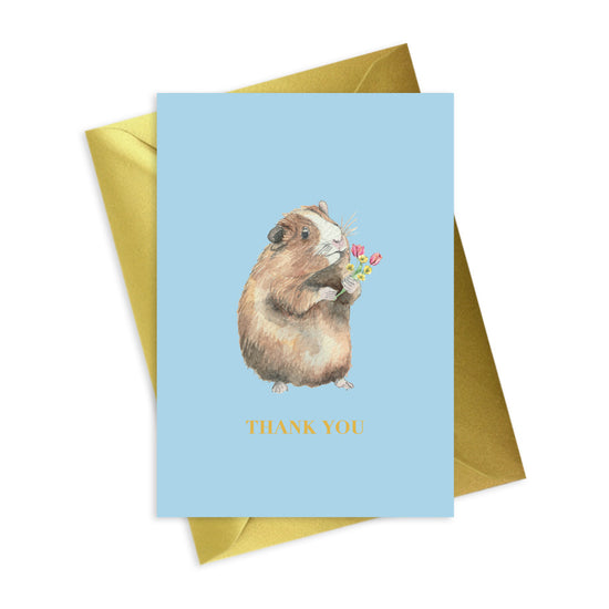 Animal Collection A6 Foiled Greeting Card Guinea Pig Thank You Greeting & Note Cards Crumble and Core   