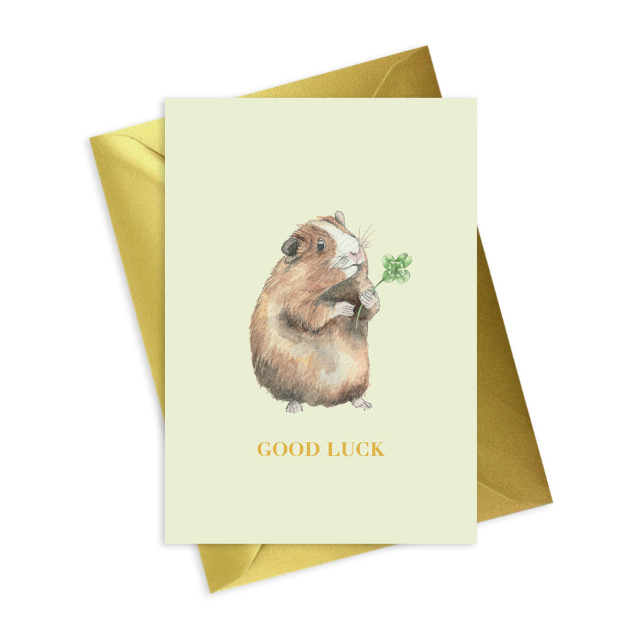 Animal Collection A6 Foiled Greeting Card Guinea Pig Good Luck Greeting & Note Cards Crumble and Core   