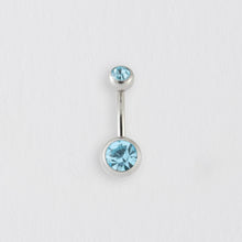 Load image into Gallery viewer, Festival Tent Boxed Card with Surgical Steel Aqua Crystal Navel Bar CP004
