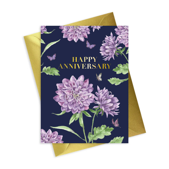 Bright Blooms Foiled Happy Anniversary Card Greeting & Note Cards Crumble and Core   