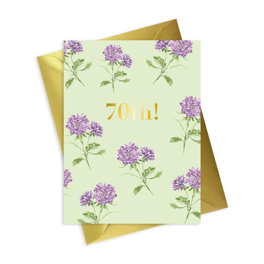 Bright Blooms Foiled 70th Birthday Card Greeting & Note Cards Crumble and Core   