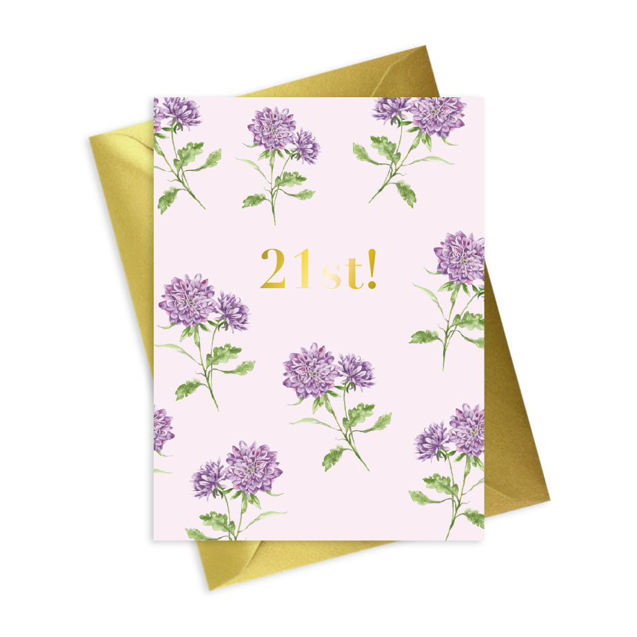 Bright Blooms Foiled 21st Birthday Greeting Card Greeting & Note Cards Crumble and Core   