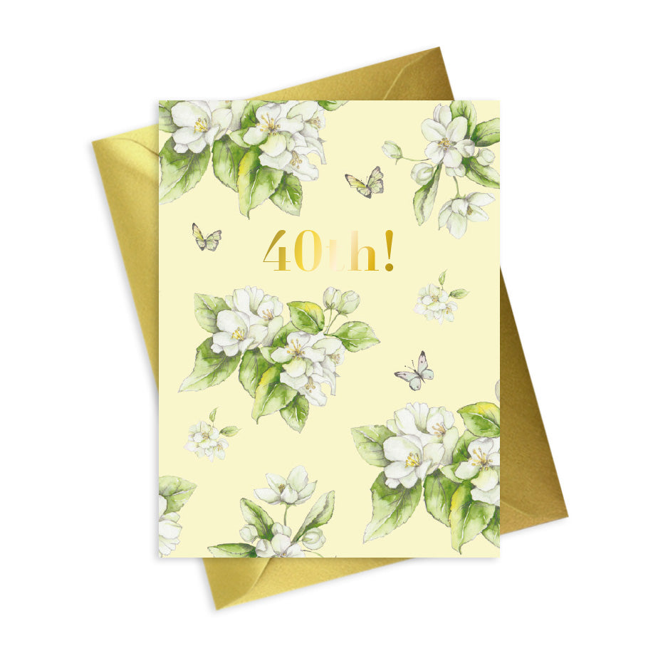 Bright Blooms Foiled 40th Birthday Card BB012 Greeting & Note Cards Crumble and Core   