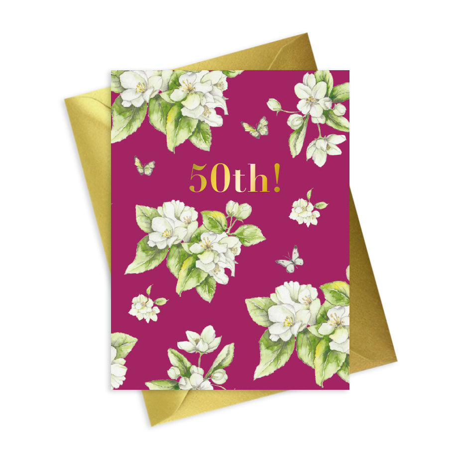 Bright Blooms Foiled 50th Birthday Greeting Card Greeting & Note Cards Crumble and Core   