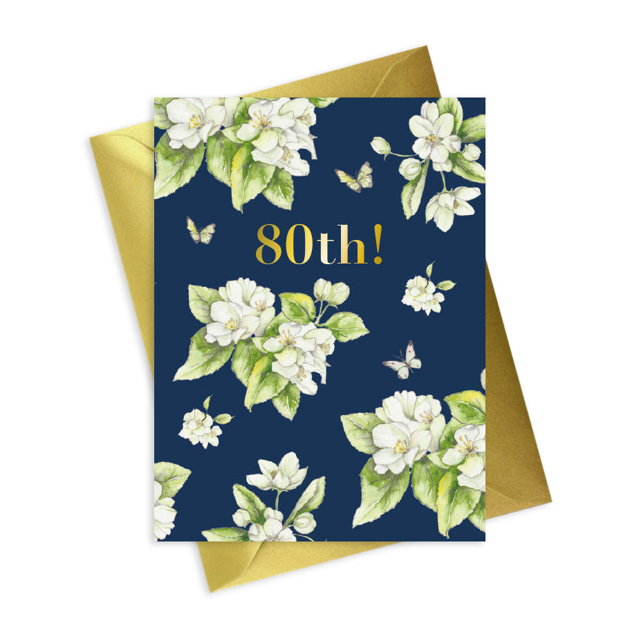 Bright Blooms Foiled 80th Birthday Card BB018 Greeting & Note Cards Crumble and Core   
