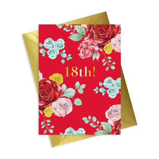 Bright Blooms Foiled 18th Birthday Card BB031 Greeting & Note Cards Crumble and Core   