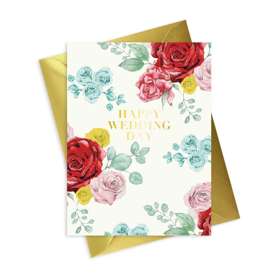 Bright Blooms Foiled Wedding Card BB034 Greeting & Note Cards Crumble and Core   