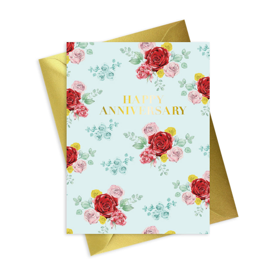 Bright Blooms Foiled Happy Anniversary Card BB039 Greeting & Note Cards Crumble and Core   