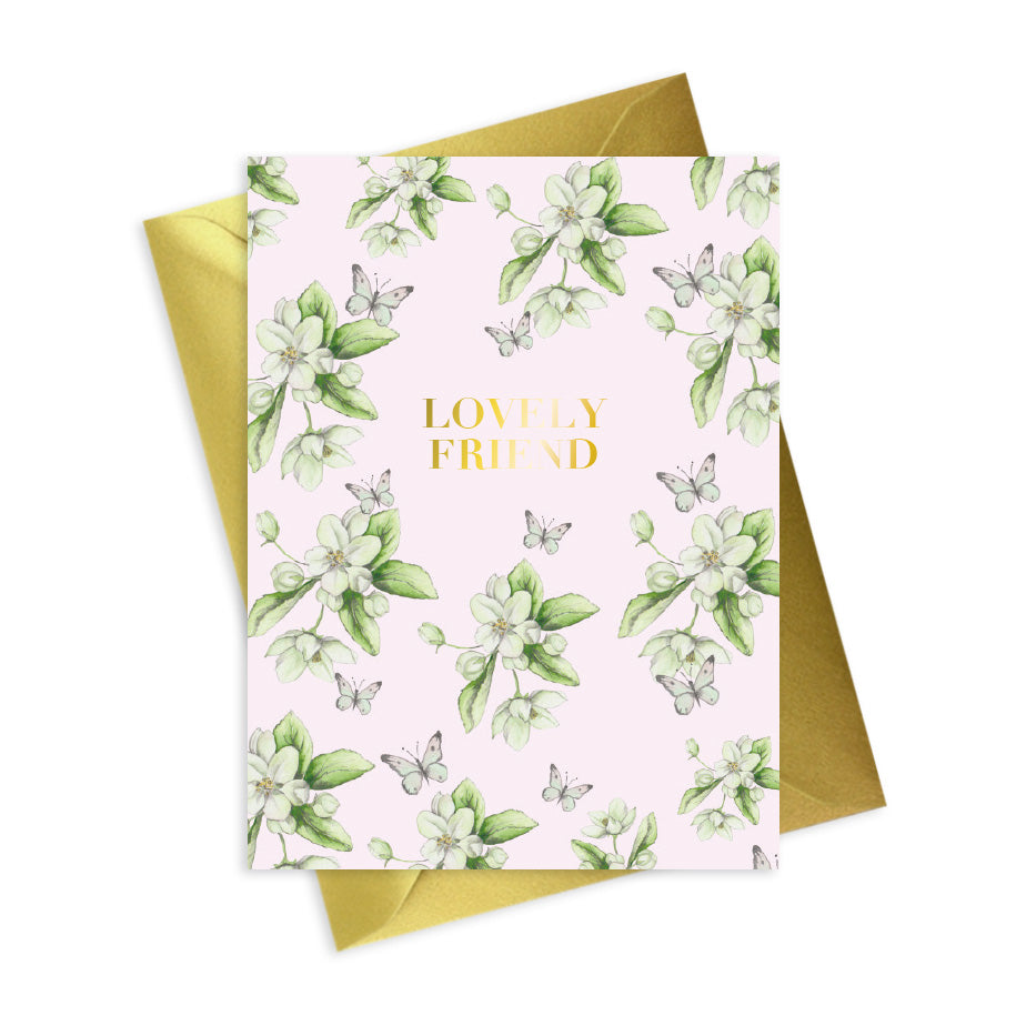 Bright Blooms Foiled Lovely Friend Card BB042 Greeting & Note Cards Crumble and Core   