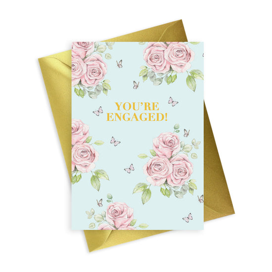 Bright Blooms Foiled You're Engaged Greeting & Note Cards Crumble and Core   