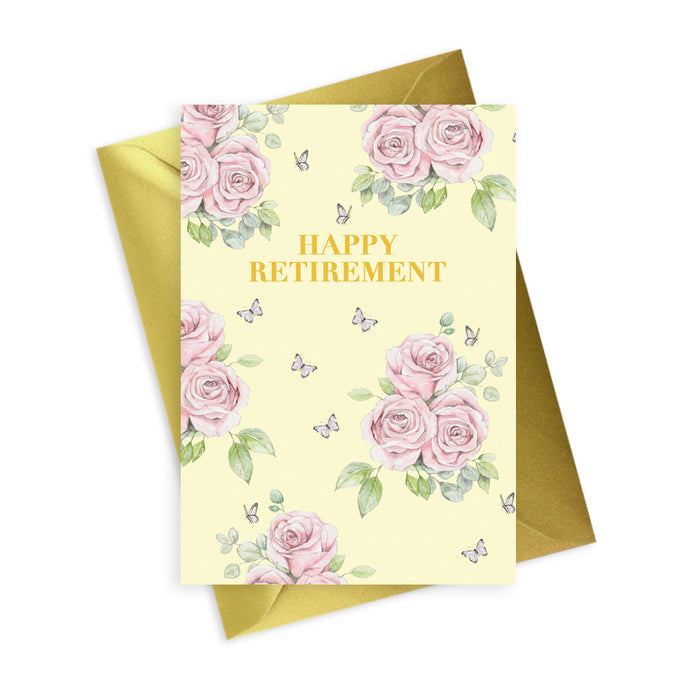 Bright Blooms Foiled Happy Retirement Greeting & Note Cards Crumble and Core   