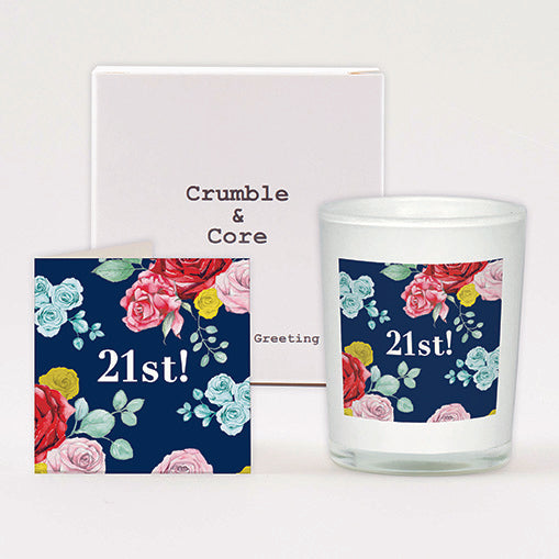 Bright Blooms Boxed Candle and 21st Birthday Card Candles Crumble and Core   