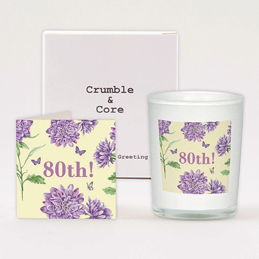 Bright Blooms Boxed Candle and 80th Birthday Card Candles Crumble and Core   