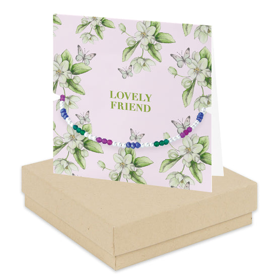Bright Blooms Lovely Friend Boxed Card with Silver and Beaded Bracelet BD002 Bracelets Crumble and Core   