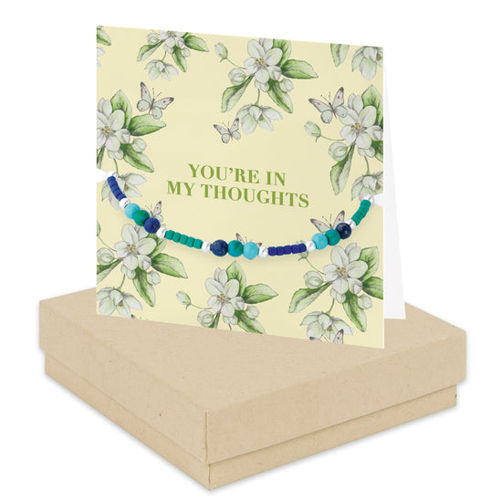 Bright Blooms You're in my Thoughts Boxed Card with Silver and Beaded Bracelet BD007 Bracelets Crumble and Core   