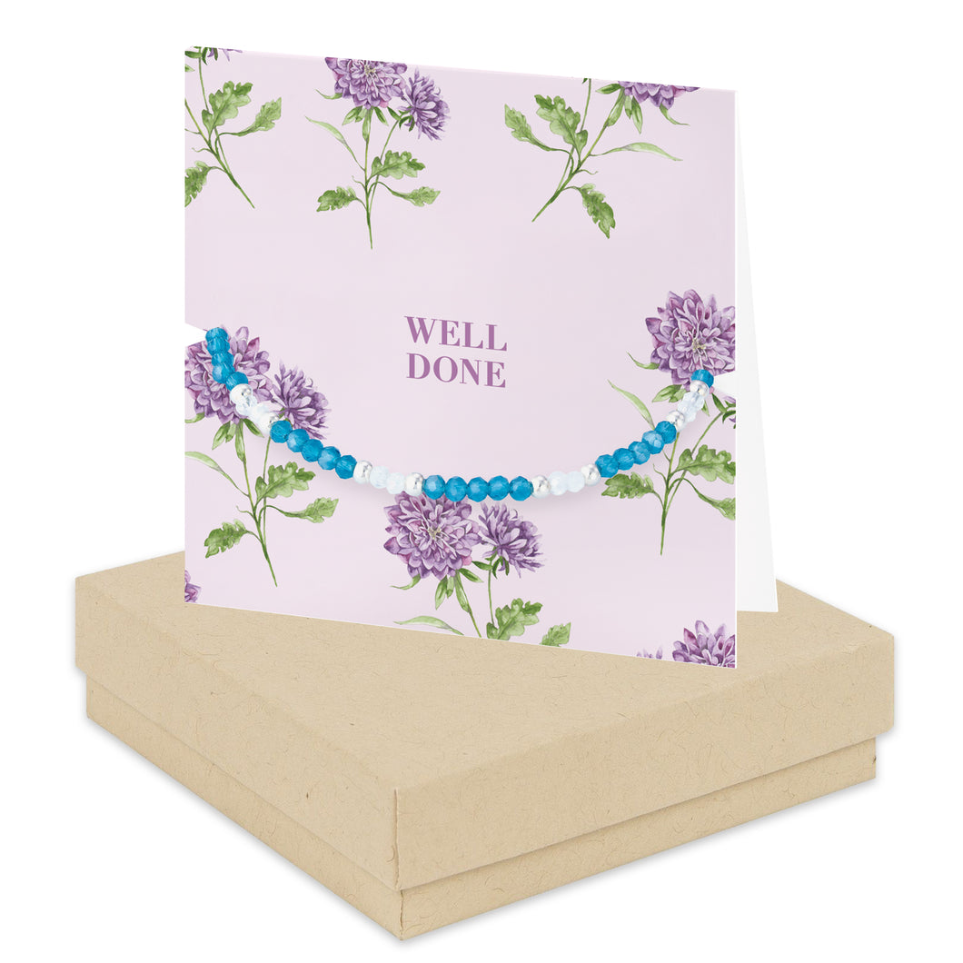 Bright Blooms Well Done Boxed Card with Silver and Beaded Bracelet BD011 Bracelets Crumble and Core   