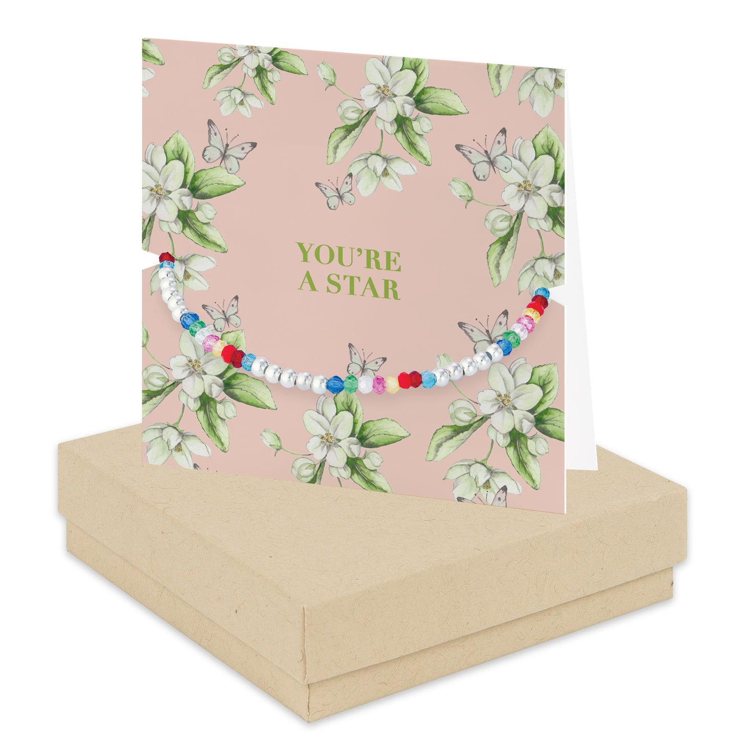 Bright Blooms You're a Star Boxed Card with Silver and Beaded Bracelet BD012 Bracelets Crumble and Core   