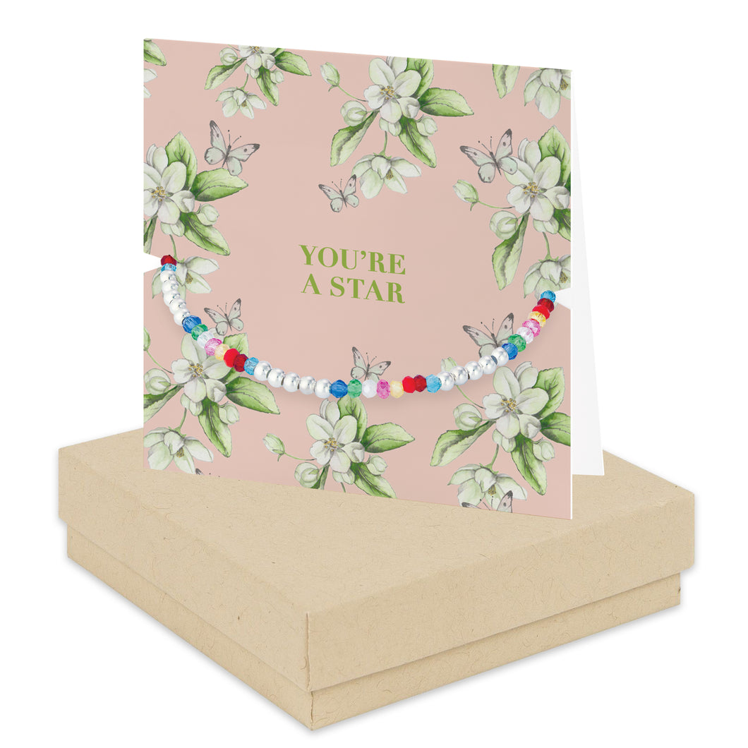 Bright Blooms You're a Star Boxed Card with Silver and Beaded Bracelet BD012 Bracelets Crumble and Core   